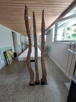 Raumteiler  3er Set natur Stehend auf Metallplatte 200cm