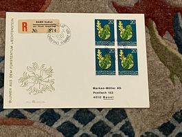 1 Erstagsbrief LI Einschreiben Viererblock 1971