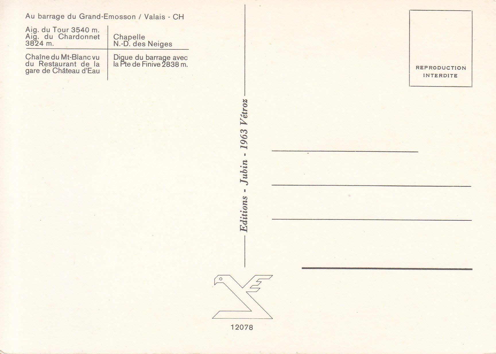 Ansichtskarten: Grand-Emosson ca. 1970 – Gebraucht aus Bürglen TG von StampGraf 1