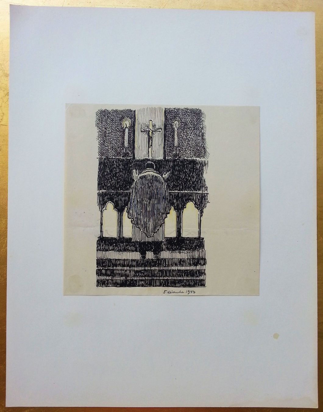 Dipinti: Tuschezeichnung Priester am Altar, 1943 – Usato da Oberriet SG venduto da Manick 1