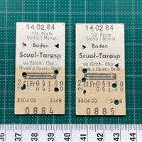 Baden - Scuol -Tarasp, 2 alte SBB Billette, 884 und 885