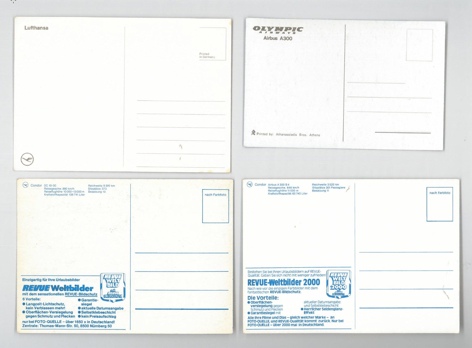 Cartoline postali: 9 Postkarten Flugzeuge Olympic - Lufthansa - Condor – Usato da Gränichen venduto da philatelie-biz 3