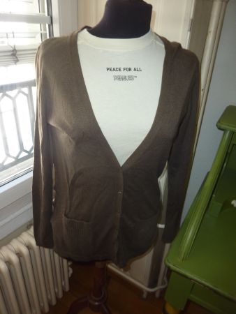 gilet taupe taille M marque MASSIMO DUTTI silk & cachemire
