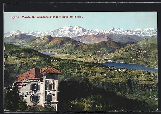 Cartoline postali: Lugano, Monte S. Salvatore, Hotel e vist – Usato da Berlin venduto da bartko-reher