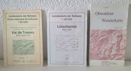 Drei historische CH Wanderkarten