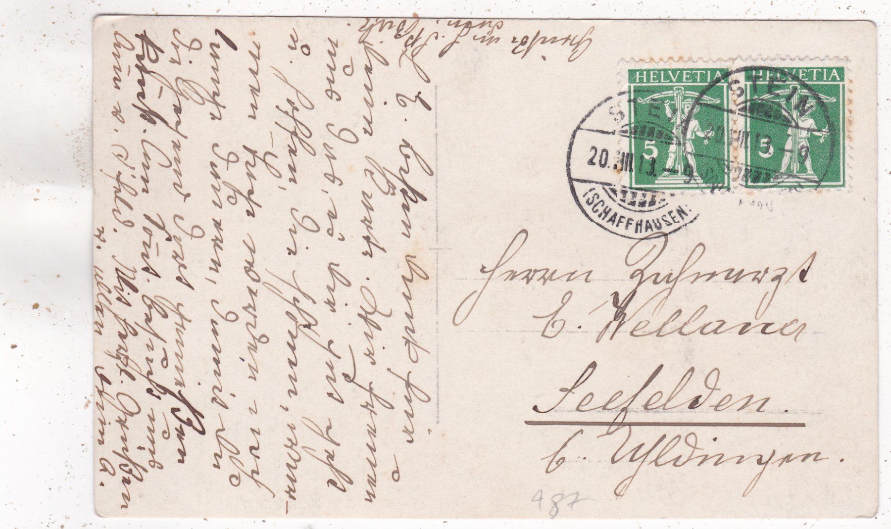 Ansichtskarten: Schaffhausen Erker 1913 – Gebraucht aus Herisau von Lisegrat2008 1