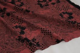 Stoff Kleiderstoff Viscose korallenrot/schwarz