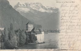 Postkarte Chillon und die Dent du Midi 1903