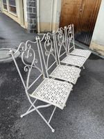 4x Chaises pliantes en métal blanc style shabby chic, jardin