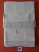 1 Oberleintuch, Farbe weiss mit Flieder Bordure - Vintage