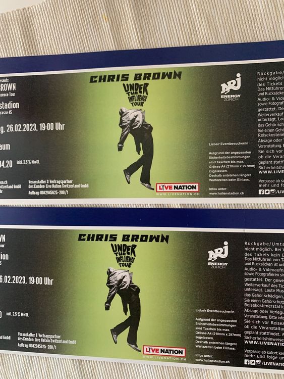 Chris Brown Ticket 2x Kaufen auf Ricardo