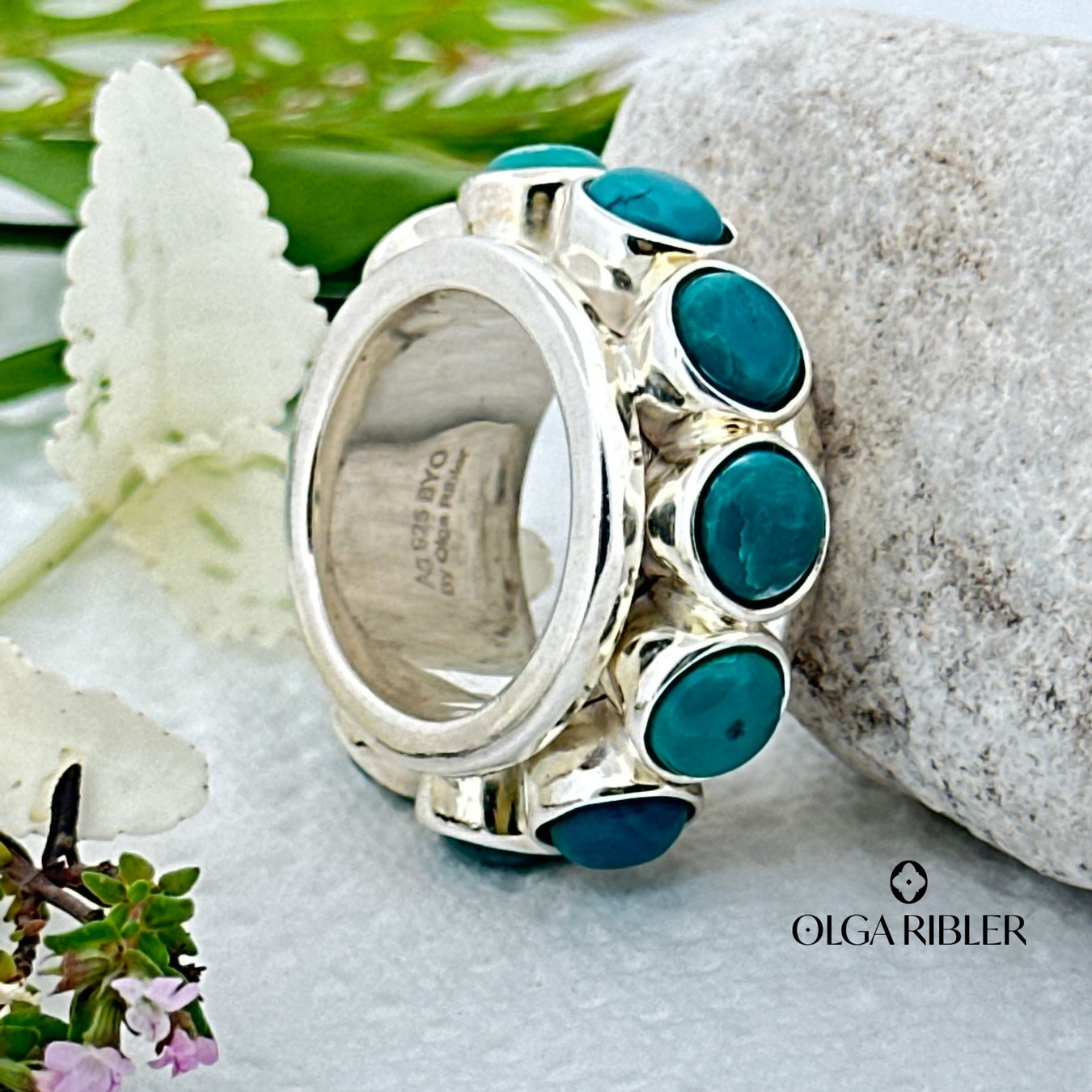 Olga Ribler Anelli: Statement Silber Ring 925 Grösse 54 - Türkise – Nuovo (secondo la descrizione) da Luzern venduto da Schmuckoutlet