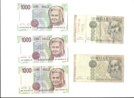 Italienische Lire Banknoten