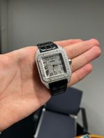 Cartier Santos 100 Iced Out Natural Diamonds