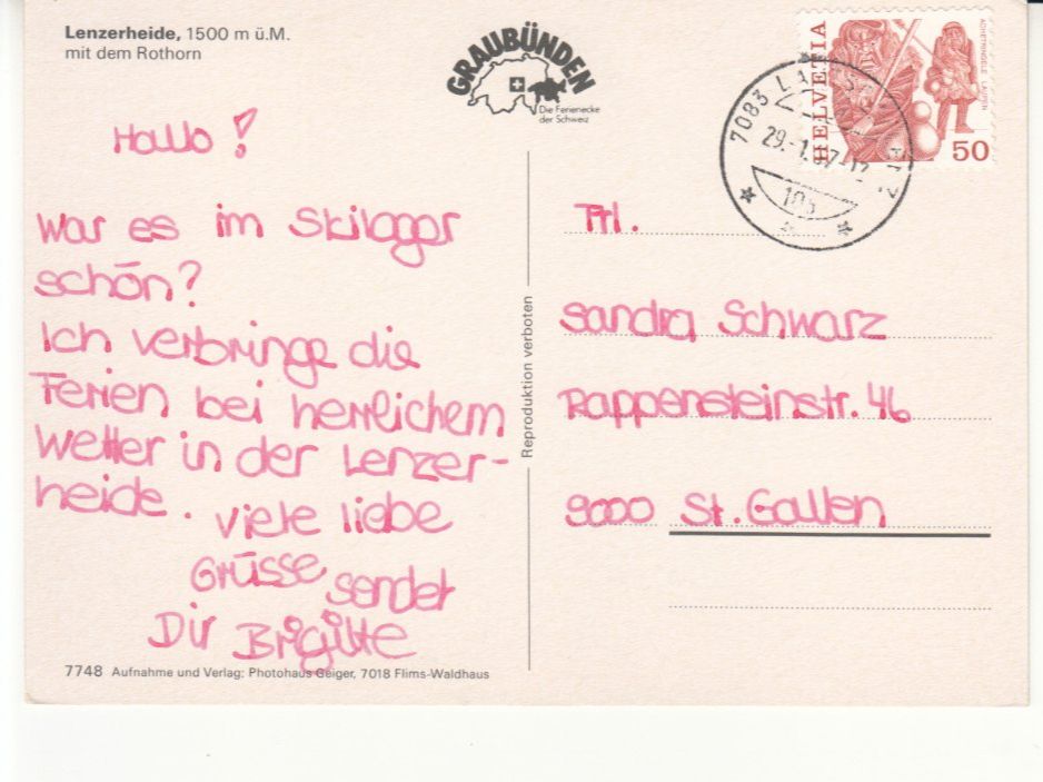 Ansichtskarten: Lenzerheide 1987 – Gebraucht aus Bürglen TG von StampGraf 1