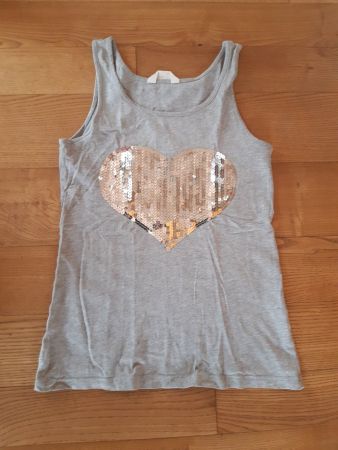 ärmelloses T-Shirt/Top mit Pailletten, 158/164
