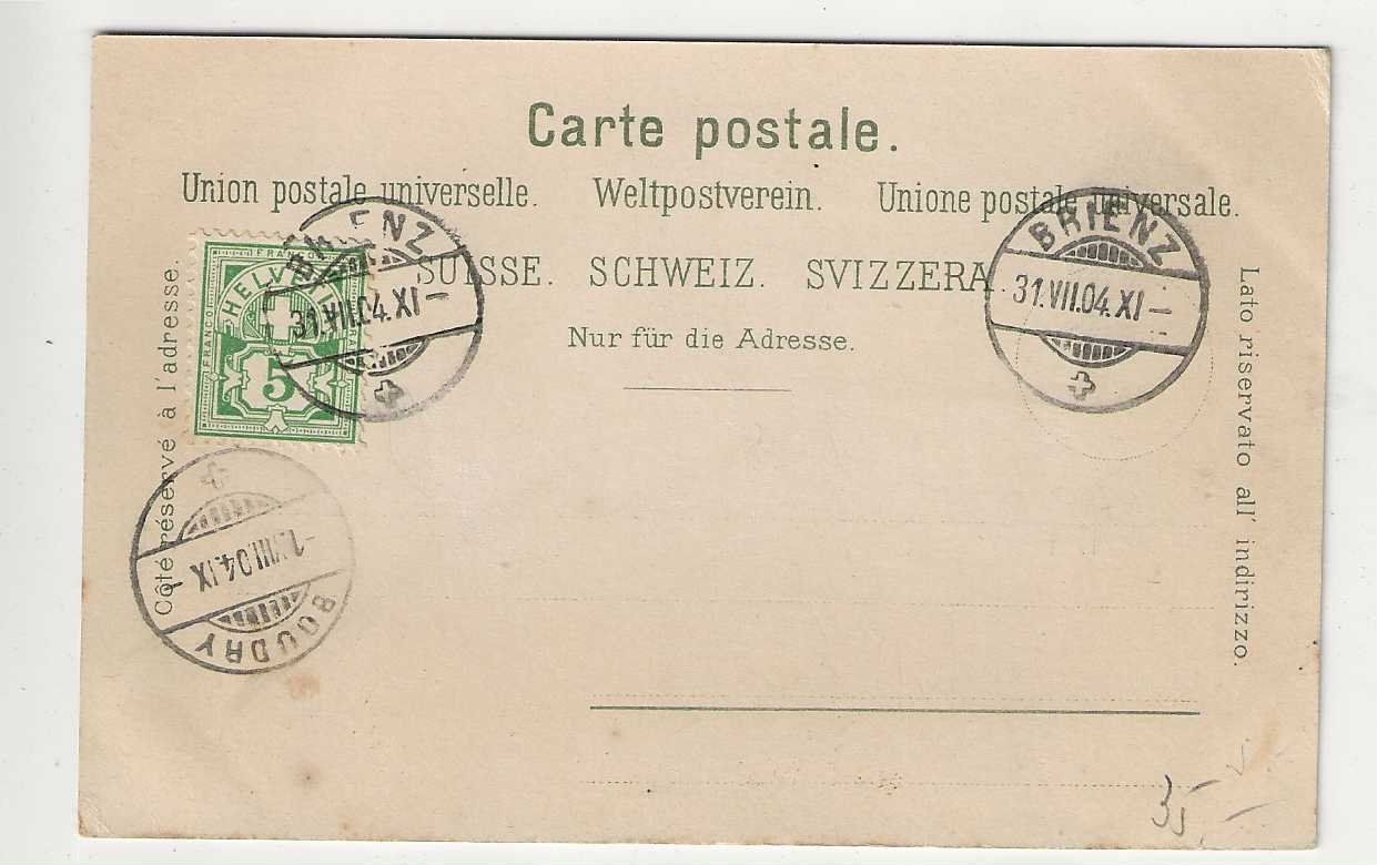 Cartoline postali: Brienz, 1904 – Usato da Spiez venduto da Niesen20 1