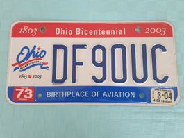 USA Autonummer Ohio 1803 - 2003 BIRTHPLACE OF AVIATION