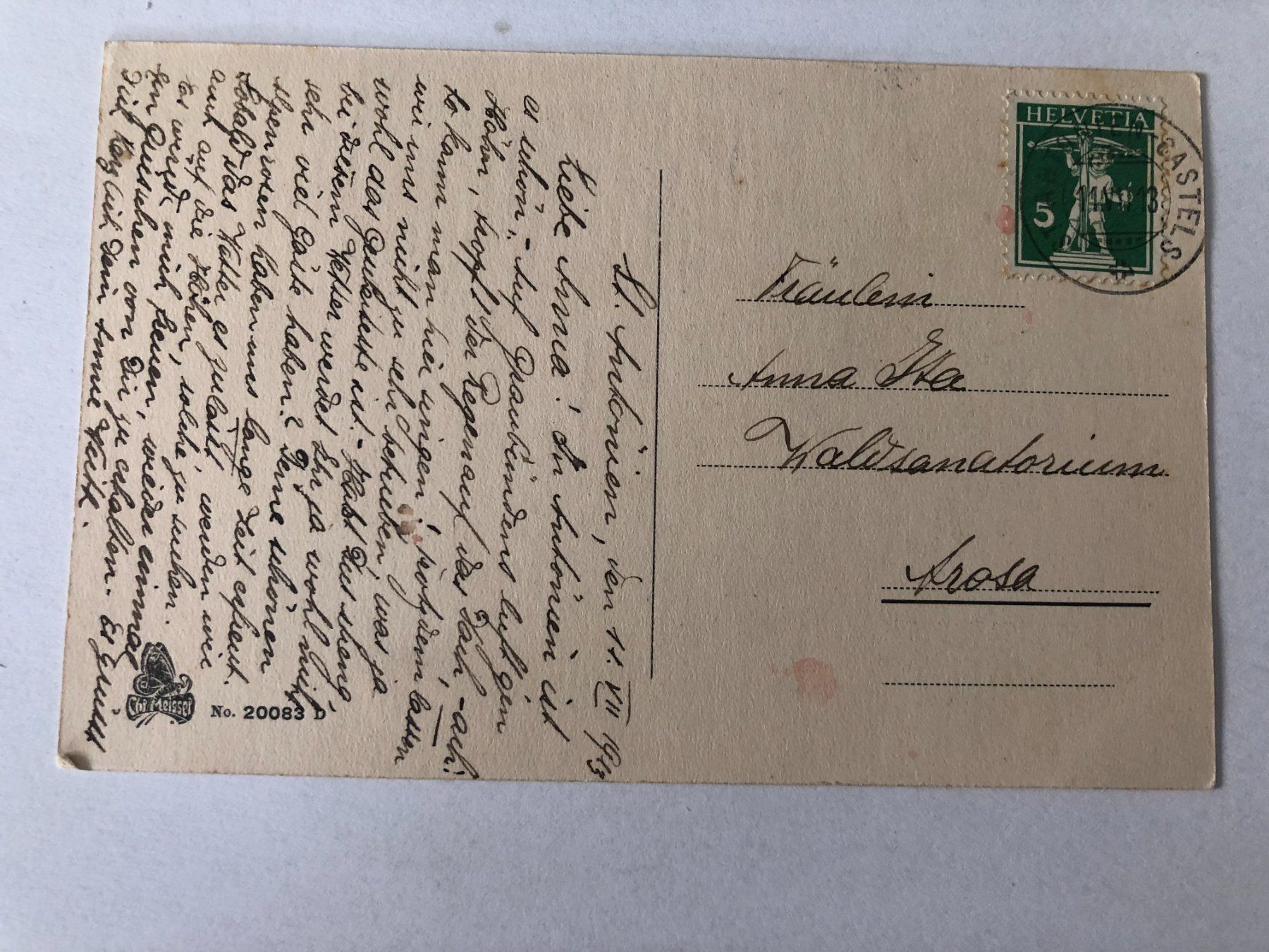 Cartoline postali: St. Antönien-Castels   1913 – Usato da Pfäffikon ZH venduto da Waltoversand 1