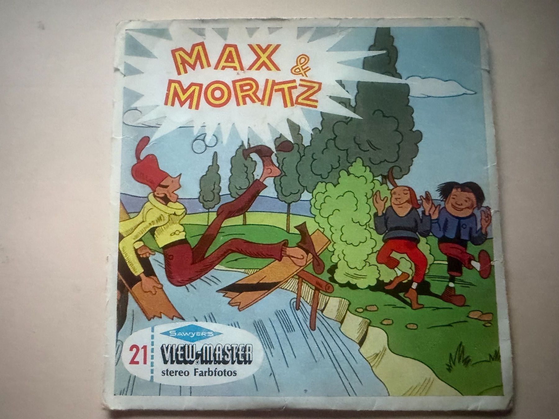 View-master Giocattoli: View-Master 3D: Nr. B 541 MAX UND MORITZ (3 Scheiben) – Usato da Tegerfelden venduto da siebenmacky
