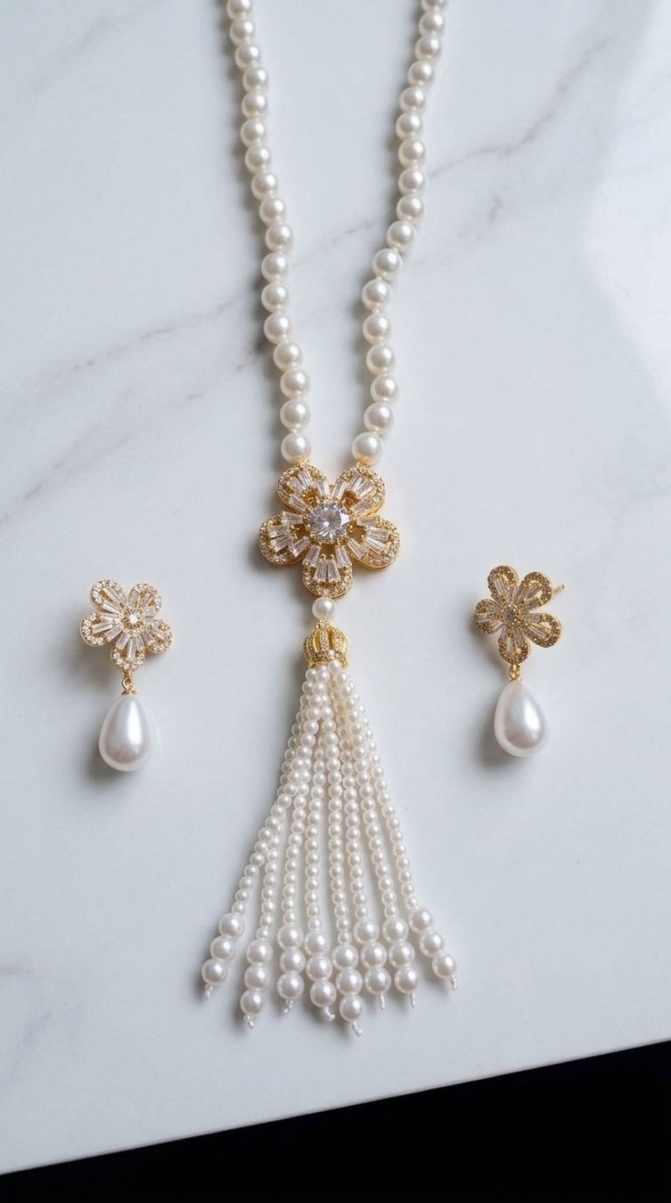 Altri gioielli: Parure collier et boucles perles fleur dorée – Nuovo e nell'imballaggio originale da St-Maurice venduto da Sandrinette123 3