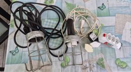 2x Baustrahler mit Kabel, Verlängerungskabel & Stecker 