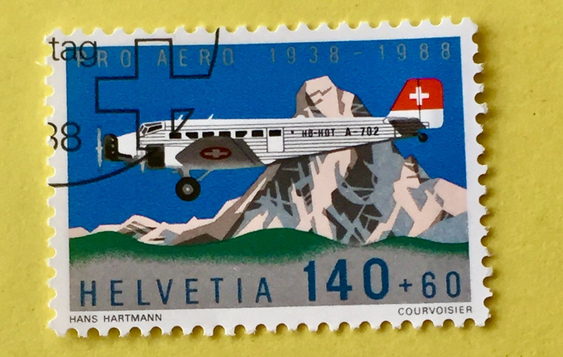 Tutti i francobolli: Nr.F 49  Aero Pro GESTEMPELT 1988    – Usato da Aarau venduto da Billa007