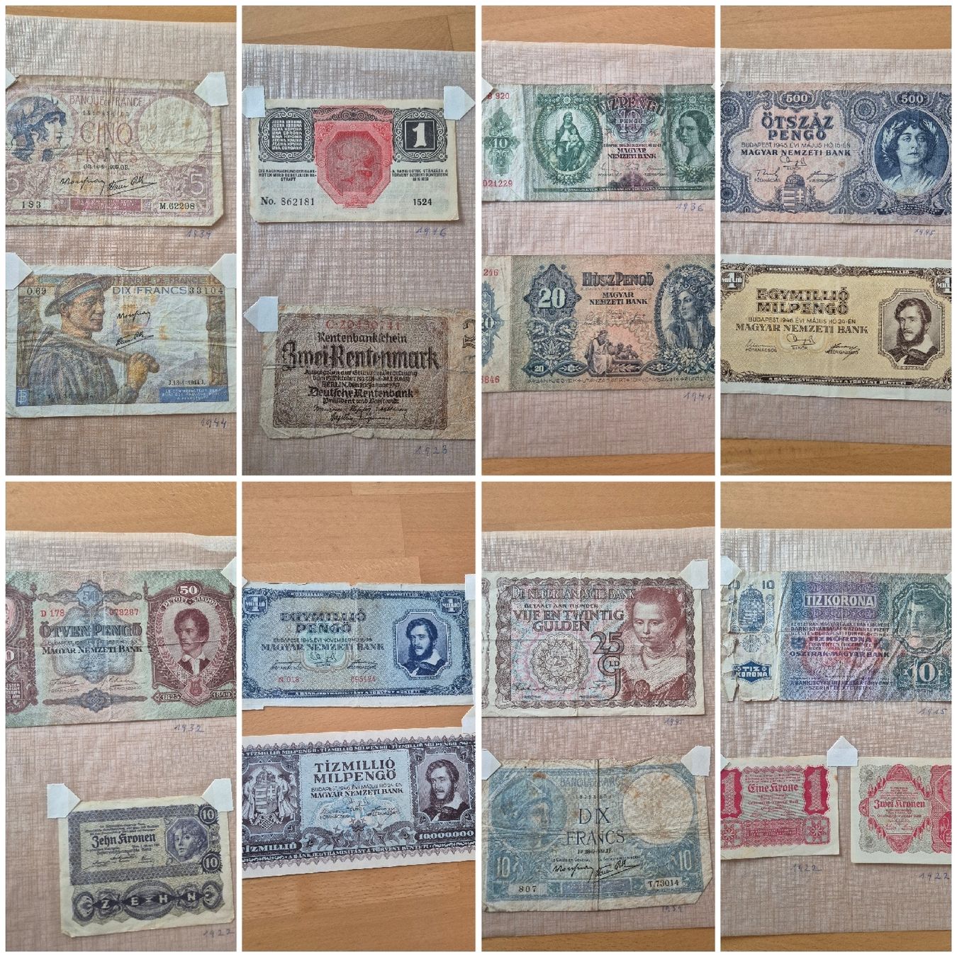 Billets de banque: 16 alte Noten, div. – D'occasion à Vilters par Fleiflomi