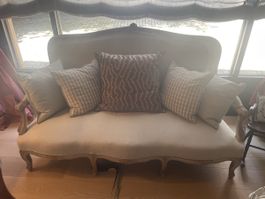 Canapé sofa ancien vintage français, 19ème, bois peint
