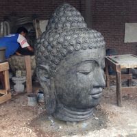 Brunnen Skulptur Buddha Kopf Wasserspiel Gartenteichbrunnen