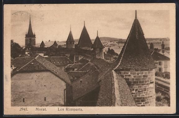 Cartoline postali: AK Morat, Les Remparts, 1922 – Usato da Berlin venduto da bartko-reher