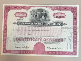 Curtiss-Wright Corporation Aktie, 1982, Rarität für Sammler!