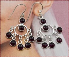 ♛ Granat Ohrhänger 925 Silber