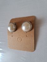 Elegante Ohrclips schlichte Perlen-Optik, silberfarben NEU