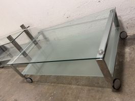 Couchtisch Glas Metall mit Rollen gebraucht