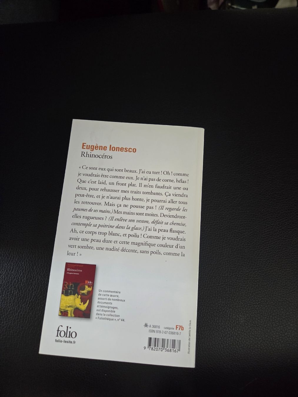 Libri: Libro "Rhinocéros" di Eugène Ionesco, Folio – Usato da Nyon venduto da direwolf97 1