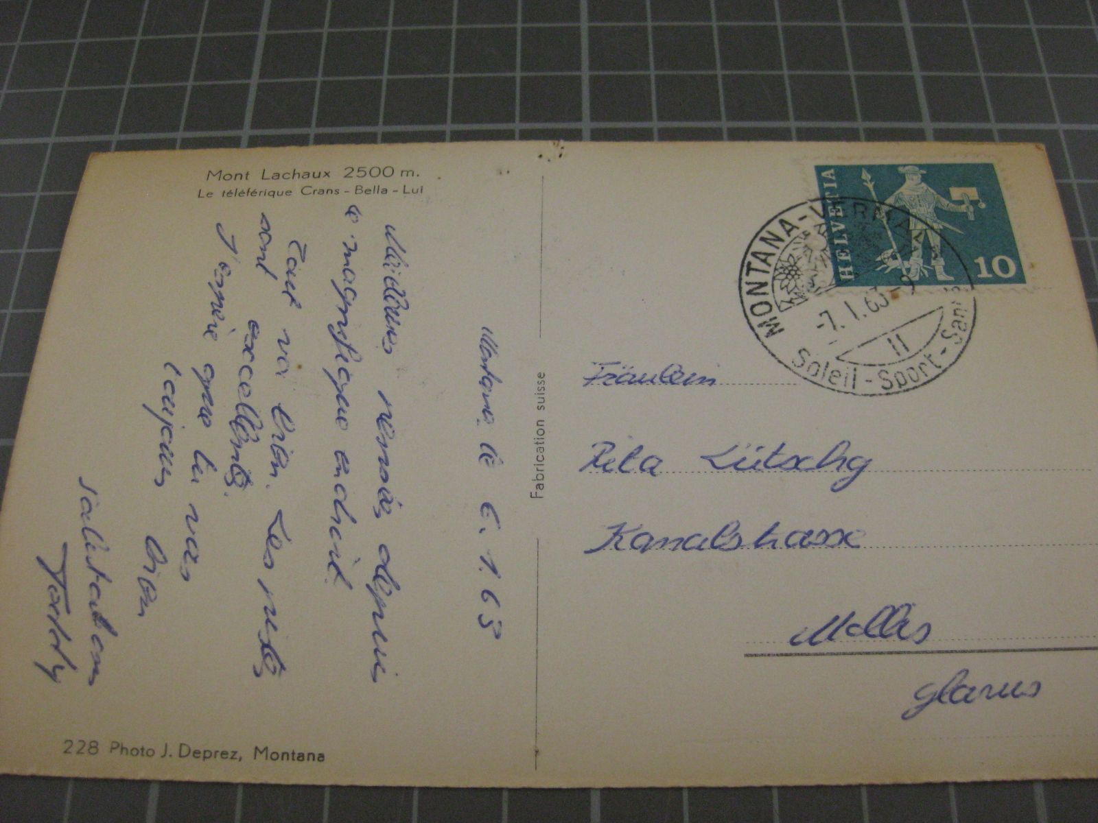 Cartoline postali: AK Crans Bella Lui mit Bahn – Usato da Malters venduto da Marosko 2