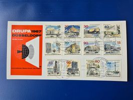 Postkarte DRUPA 1967 Düsseldorf mit 12 Briefmarken