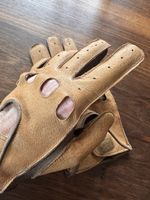 Edle Peccary-Autohandschuhe – Vintage-Klassiker in Braun, Gr