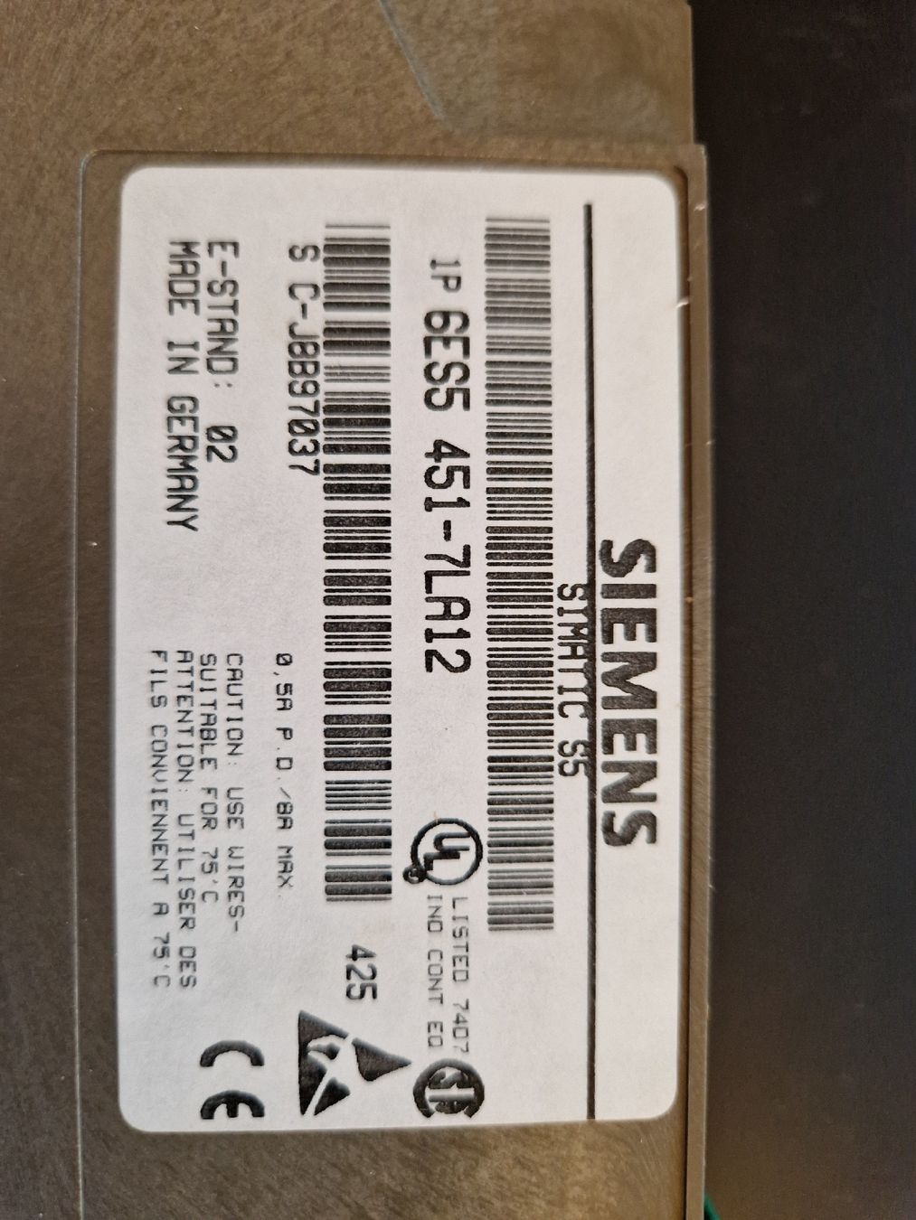Siemens Componenti elettronici: Siemens Simatic S5 1P 6ES5 451-7LA12 CPU 942 – Usato da Bassersdorf venduto da Baerwid 1