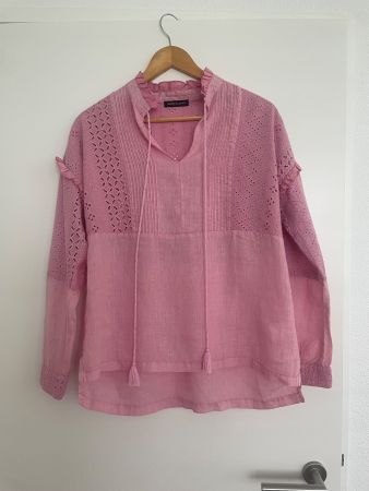 Leinen Bluse Twenty Six Peers rosa Lochstickerei neu