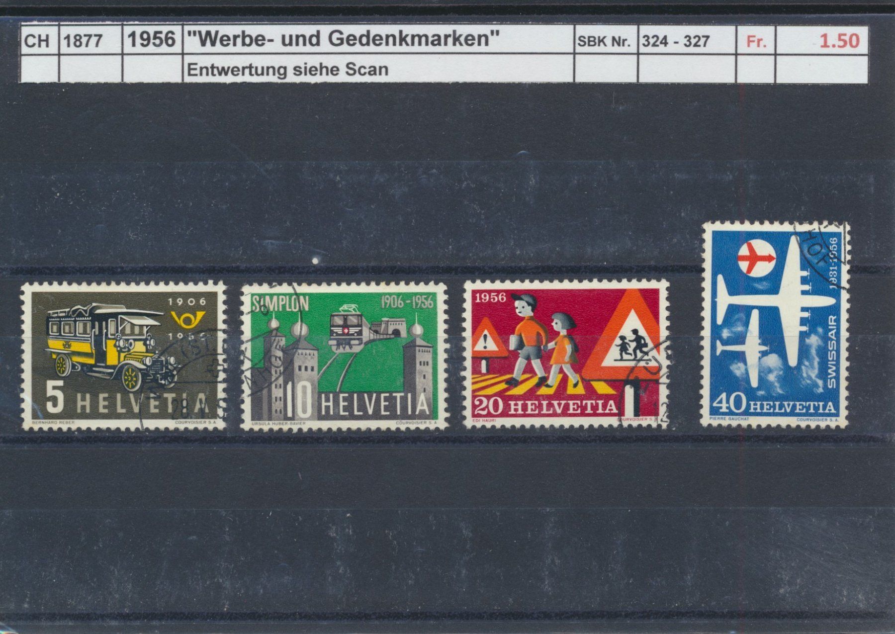 Tutti i francobolli: 1956 "Werbe- und Gedenkmarken". gestempelt – Usato da Winterthur venduto da Zupogeru