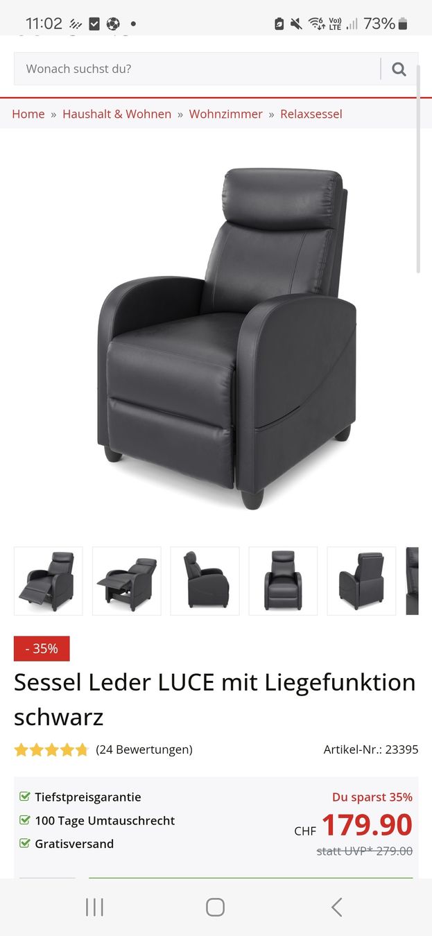 Gonser Poltrone: Schwarzer Relaxsessel LUCE mit Liegefunktion, neuwertig – Usato da Worb venduto da StreetChilla 1