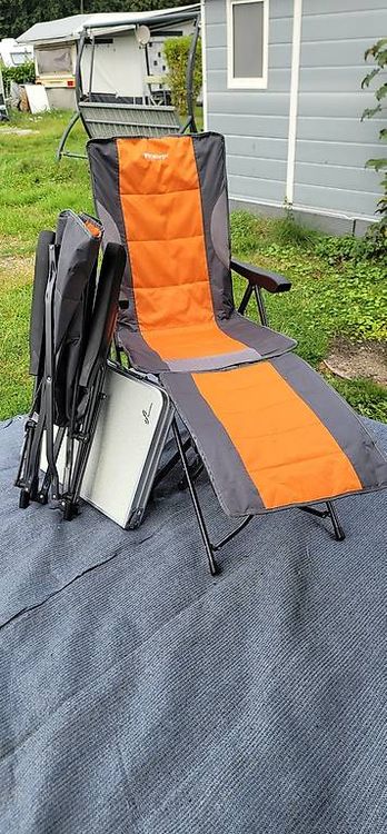 Campingstuhl Berger Siena orange mit Beinauflage und Tisch Kaufen auf