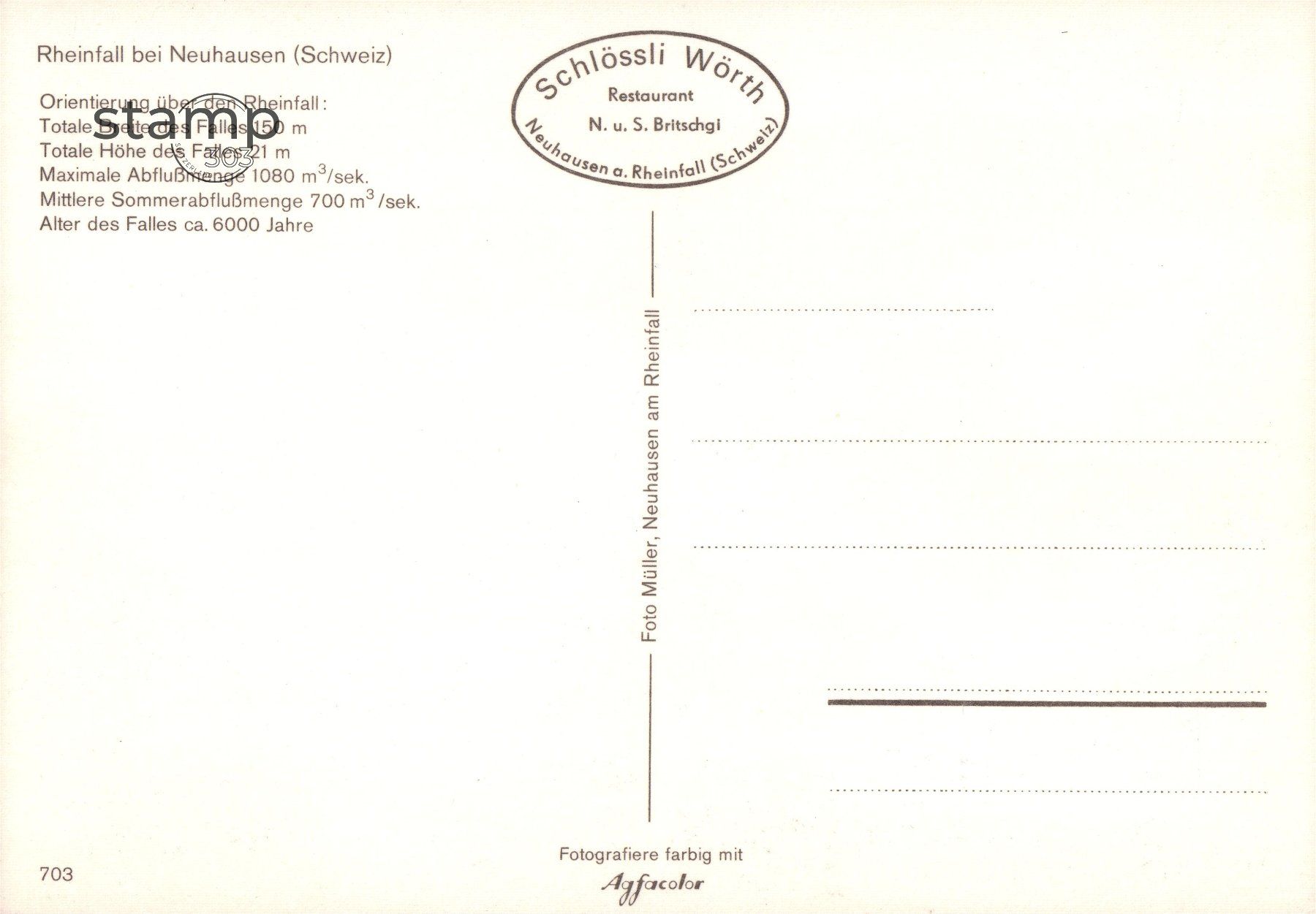 Cartoline postali: AK Rheinfall bei Neuhausen – Usato da Eggersriet venduto da stamp303 1