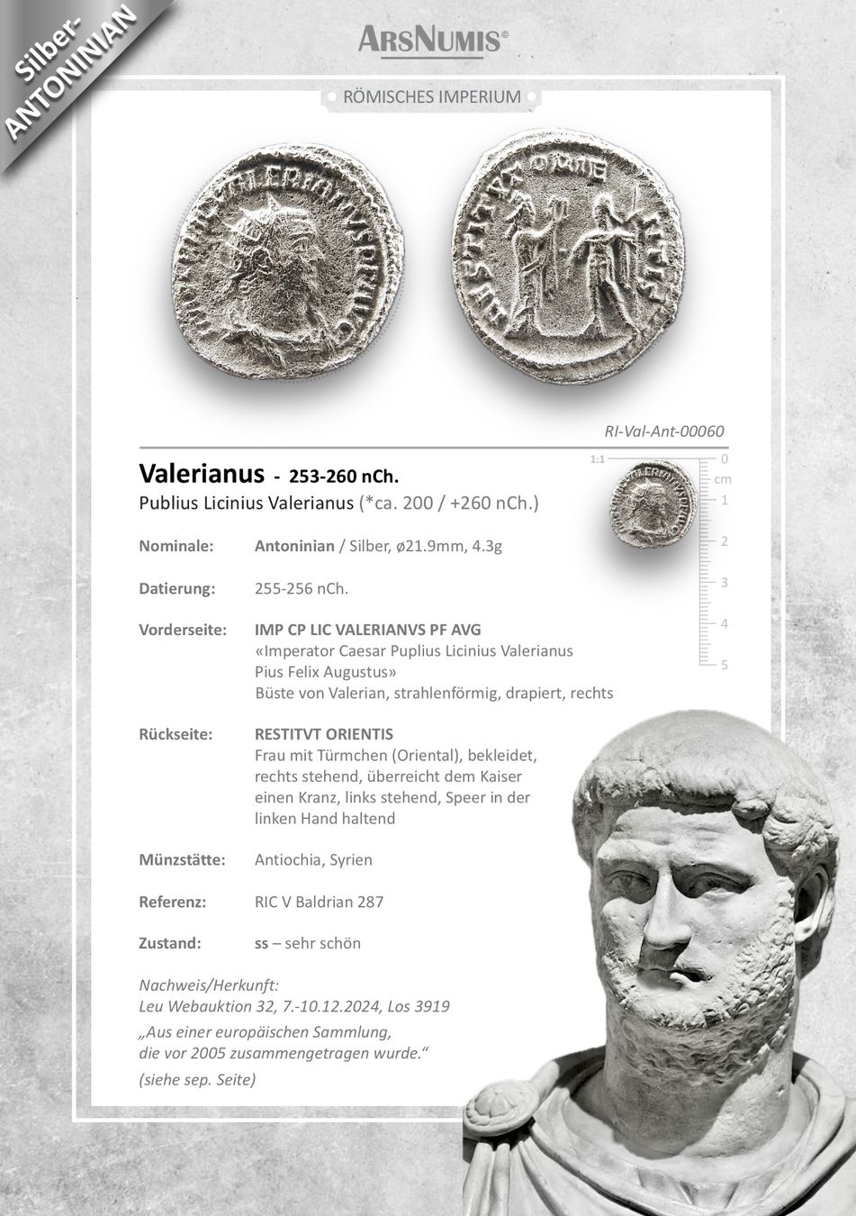 Tutti le monete: Römische Silbermünze - Valerianus – Usato da Oberwil b. Zug venduto da ArsNumis 4