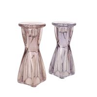 2 Vintage Kerzenständer Glas – lila & rosa