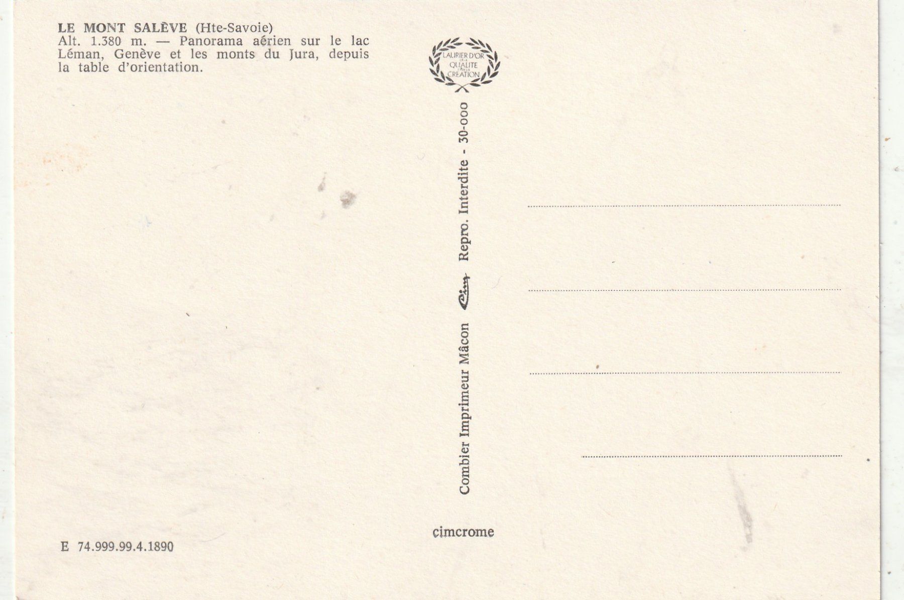 Cartes postales: Le Mont Saleve – D'occasion à Lumbrein par made02 1