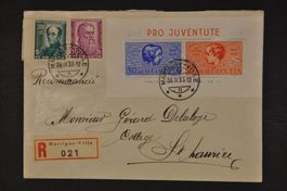 1937 Pro Juventute Block auf R-Brief Martigny-St-Maurice