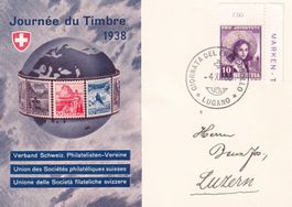 Tag der Briefmarke 1938 Basel-Lausanne-Lugano 4.12.1938